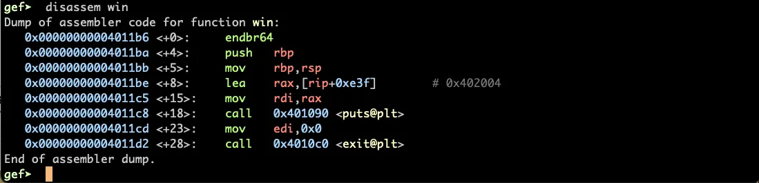 Use the disassem command in gdb